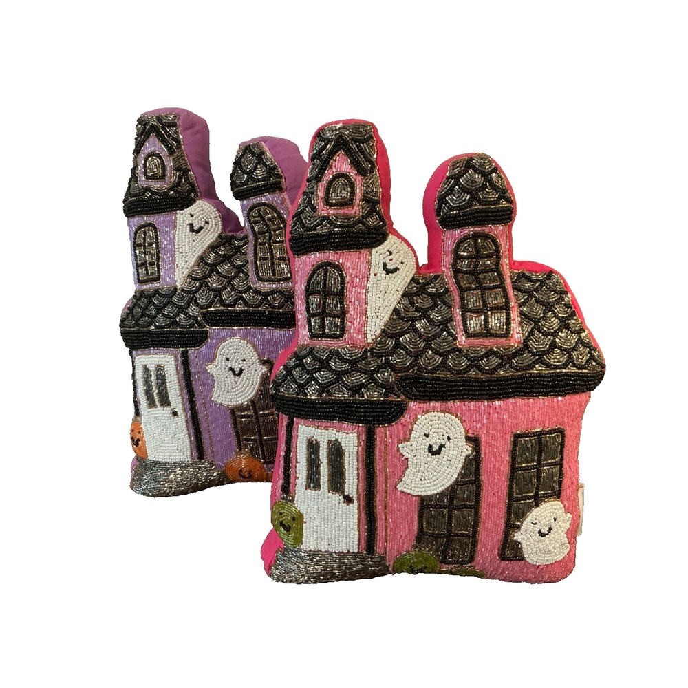 Halloween Ghost Haunted House Accent Pillows Set of 2 Cupcakes & Cashmere Brand